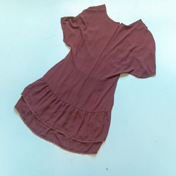 LIKE NEW All Saints Marley Red Dropwaist Minimalist Dark Shift Dress Size US 2 - Picture 7 of 7